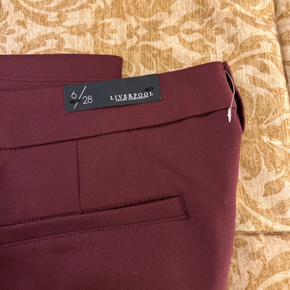 Liverpool Women's Straight Leg Pants New- Burgundy